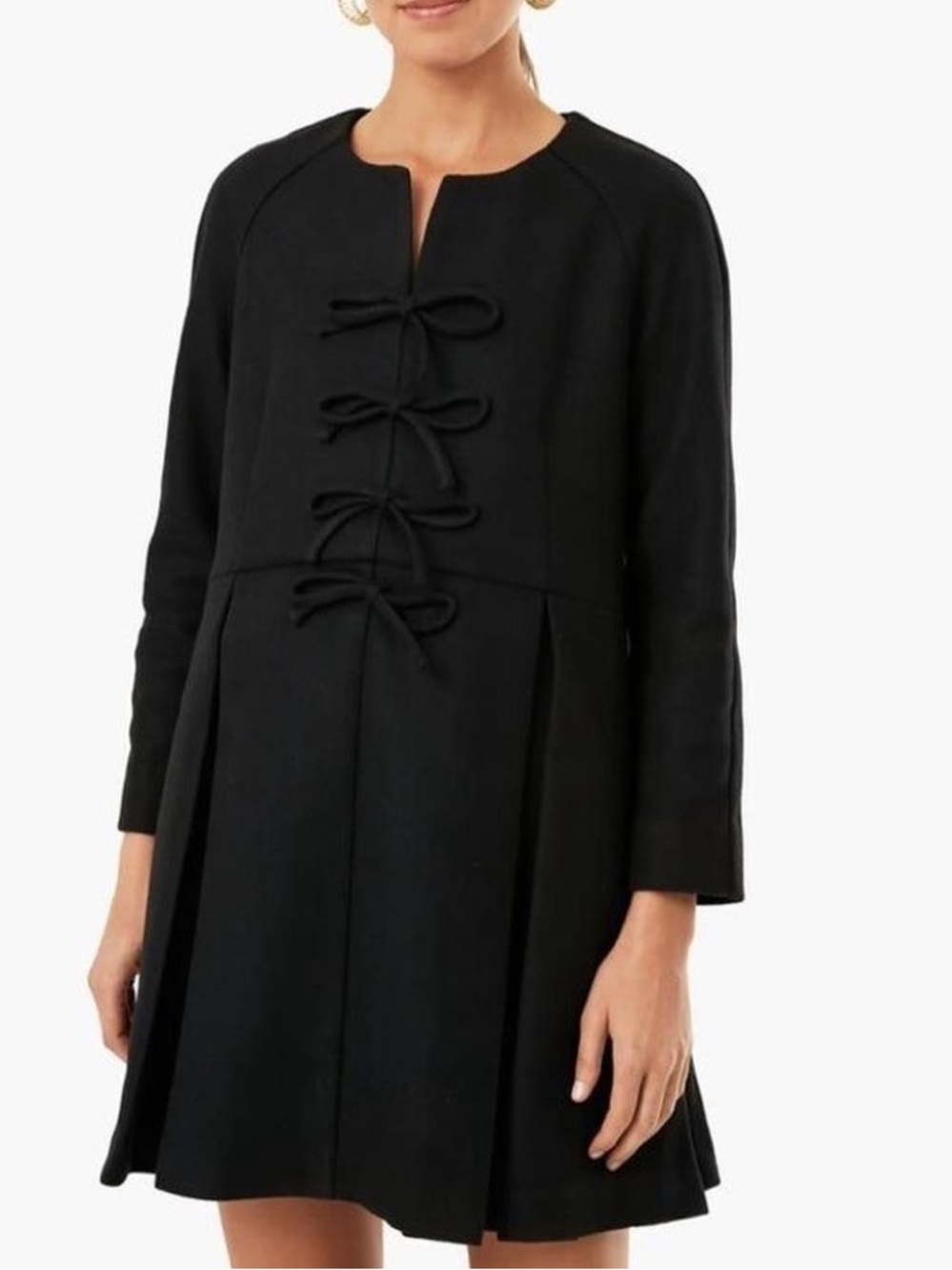 Tuckernuck Black Blair Bow Detail Coat Dress Size XL